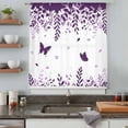 thumbnail image 5 of Purple Spring Botanical Sheer Curtains 84 Inches Long, Weeping Eucalyptus Butterfly Light Filering Curtains, Breathable Simi Curtain Privacy Drapes for Living Room Bedroom Window Treatment, 5 of 9