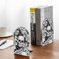 thumbnail image 5 of Susaid Skull and palm leaves Print Wooden Bookends Decorative Book Ends for Shelves Heavy Books Holder Organizer Non-Slip Desk Book End for Kids Room Office School 1 Pairs, 5 of 8