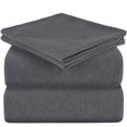 thumbnail image 2 of Mellanni Jersey Sheet Set 3 Piece 100% Cotton Deep Pocket Bed Sheets and Pillowcase, Twin, Dark Gray Heather, 2 of 9