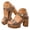 Brown, variant on Women's Slip on Wedge Sandal Comfortable Non Slip Platform Chunky High Heels Open Toe Party Wedding Dressy Shoes