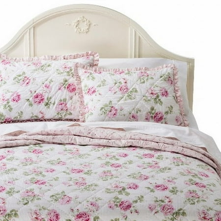 Simply Shabby Chic Pretty Pink Garden Rose Twin Bed Floral Quilt