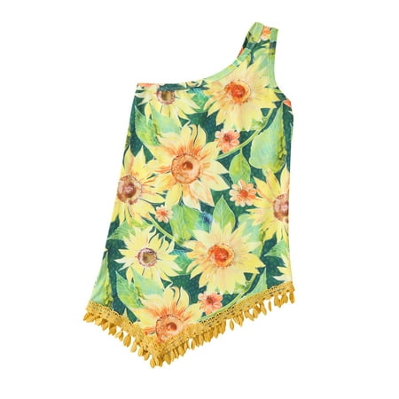 

Kids Toddler Baby Girls Spring Summer Print Print Sleeveless Beach Princess Dress Little Girl Ruffle Dress Big Girls Christmas Sweater