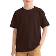 thumbnail image 2 of CQONEPT Short Sleeve Tops for Kids Boys Leisure Crewneck Casual Summer Cotton Tee Basic Solid Tshirts for Teen Brown 4-5Years, 2 of 7
