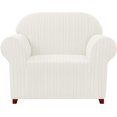 thumbnail image 1 of 1-Piece Stretch Sofa Slipcover with Stripes Pattern Striped Jacquard Couch Covers Washable Furniture Protector (Small, White), 1 of 6