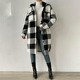 thumbnail image 4 of Bovemsi Trench Coats Women'S Autumn Or Winter Button Down Lapel Plush Plaid Coat Loose Long Fall Winter Clothes XL, 4 of 8