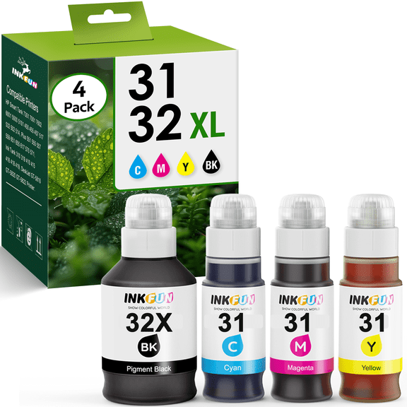 31 32XL Refill Ink Compatible for HP 31 32XL Ink Bottle for HP 31 Ink for HP Smart Tank 5101 5102 7301 7602 7001 6001 Plus 651 551 455 457 450 (140ML 32XL Black Ink, 70ML 31 Color Ink)