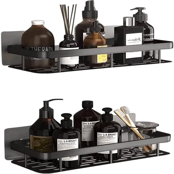 Sesiiduo Shower Caddy, 2 Pack Adhesive Shower Organizer, Rustproof Metal Shelves, No-Drill Bathroom Organizers and Storage, Black