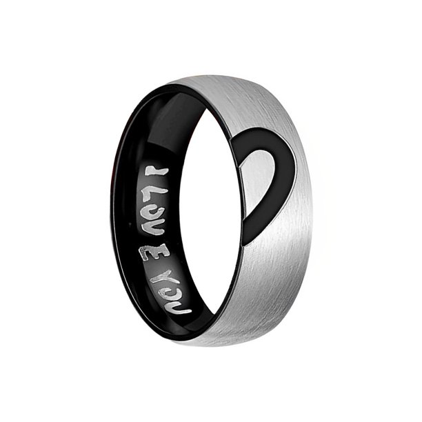Anillo de acero inoxidable a la moda ligero portátil corazón presente anillos de dedo resistente Simple impermeable joyería Festival Ropa, zapatos y accesorios Miscelánea 10 Tamaño (Amor Man6) Minnieouse AP014640-24