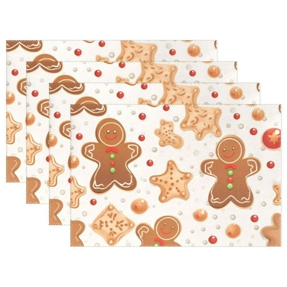 Gingerbread Man Cookies 12×18 inch Placemats Heat Resistant Washable Foldable Rectangular Placemats Set Decoration Indoor Outdoor for Kitchen Dining Table 1PC