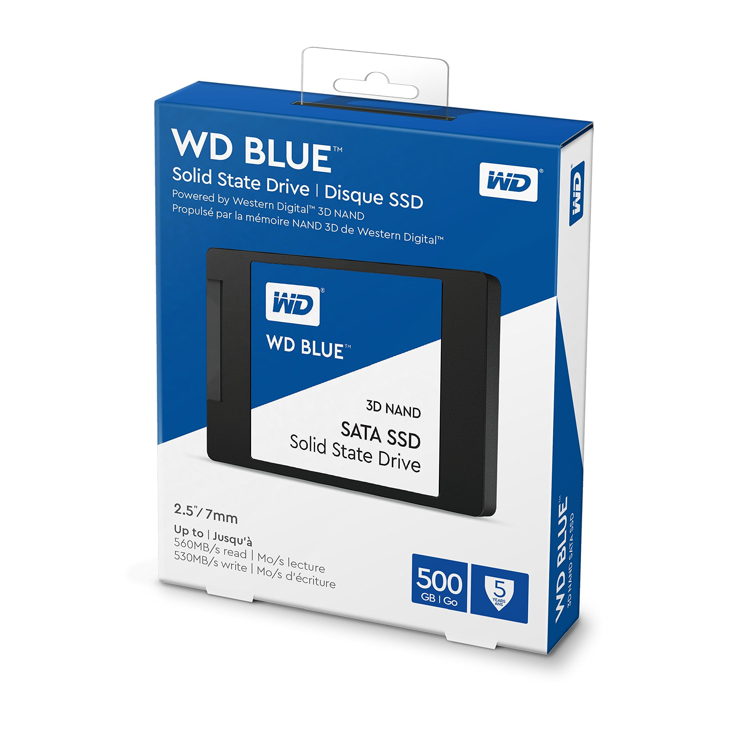 WDS500G3B0A, Disque dur HDD SSD 500 Go 2,5 pouces SATA III WD BLUE 3D NAND  SATA