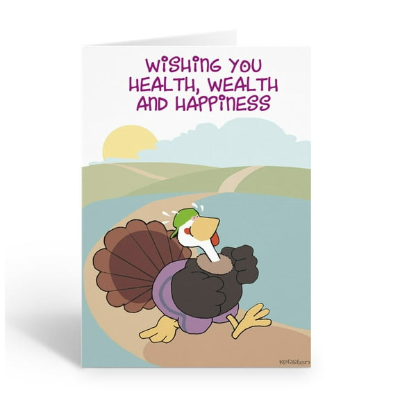 Funny Healthy Thanksgiving Greeting Card - 12 Cards with Envelopes - Thanksgivin