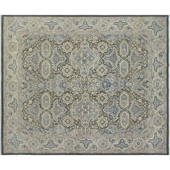 noori rug n1337 yousafi halim hand knotted area rug 8'0" x 9'11" grey/ivory