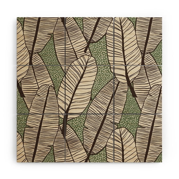 Society6 Alisa Galitsyna Tropical Banana Leaves Pattern 3' x 3' Wood Wall Mural