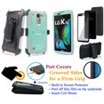 thumbnail image 1 of for 5.3" LG K10 2016 Premier LTE Case Phone Case 360° Cover Screen Protector Clip Holster Kick stand Armor Layers Grip Sides Shock Bumper Teal Gray, 1 of 4