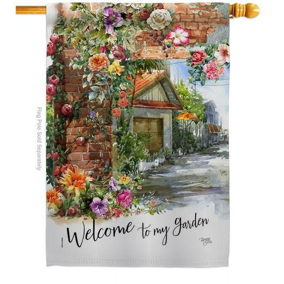 Breeze Decor H100084-BO My Garden View Flag Floral Double-Sided Garden Decorative House Flag, Multi Color