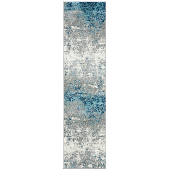 SAFAVIEH Jasper Brandt Abstract Overdyed Runner Rug, Grey/Blue, 2' x 18'