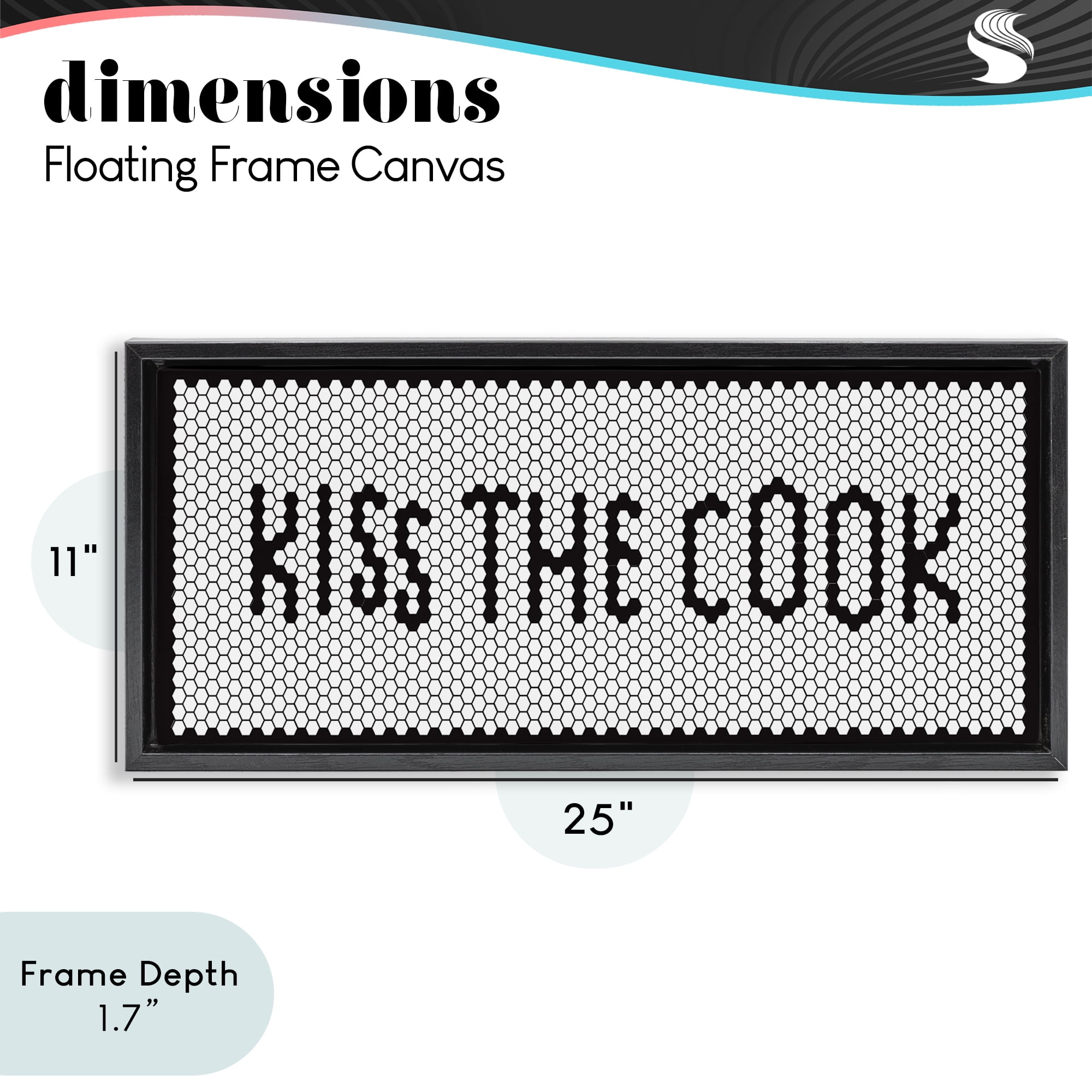 Stupell Industries Retro Kiss The Cook Black Framed Floater Canvas Wall Art, design by Elizabeth Medley