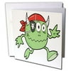 3dRose Silly Green Pirate Monster Cartoon Character - Greeting Cards, 6 by 6-inches, set of 6