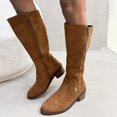 thumbnail image 7 of Women's Knee High Boots Matte Suede Pointed Toe Side Zipper Chunky Heel Fashion Tall Boots, 7 of 7