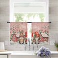 thumbnail image 3 of Pink Christmas Sheer Curtains 45 Inch Length 2 Panels Set, Semi Transparent Voile Rod Pocket Curtains for Living Dining Room Bedroom Drapes Xmas Winter Gnomes Poinsettia Flower, 3 of 8