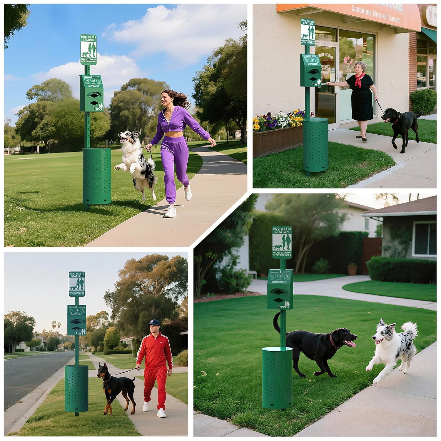 Metateel Dog Waste Station Outdoor, Pet Waste Disposal Station Rustproof Aluminum with 10 Gallon Trash Can, 600 Dog Poop Bags & 50 Liners for Parks, Trails, HOA Communities, Backyards