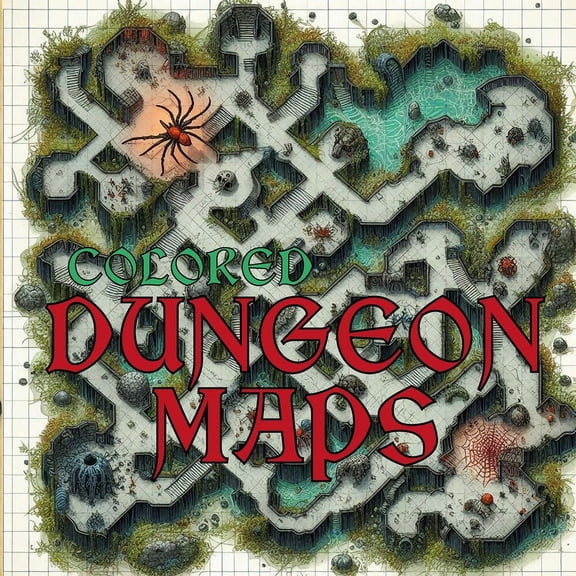 Fantasy Maps Dungeons: Customizable & Unique Fantasy Maps for Game Master, Collection of 20 full-color for Tabletop RPG (Paperback)