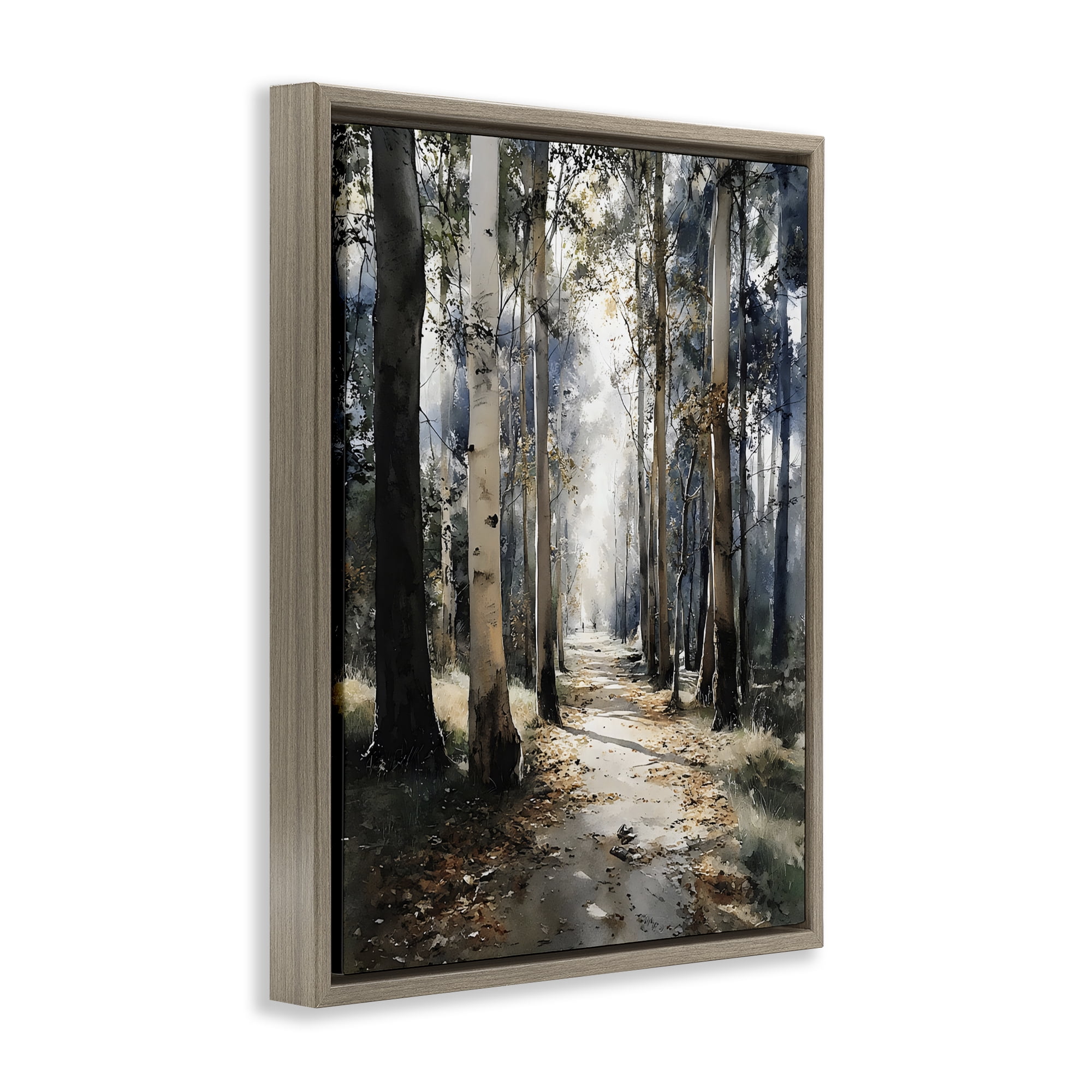 Stupell Industries Path in Autumn Light Brown Framed Floater Canvas Wall Art, design by Franklyn Gregory