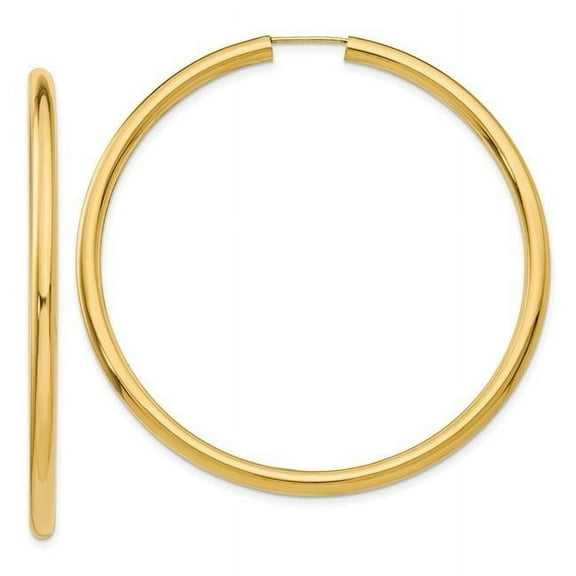 Primal Gold 14 Karat Yellow Gold Polished Endless Tube Hoop Earrings