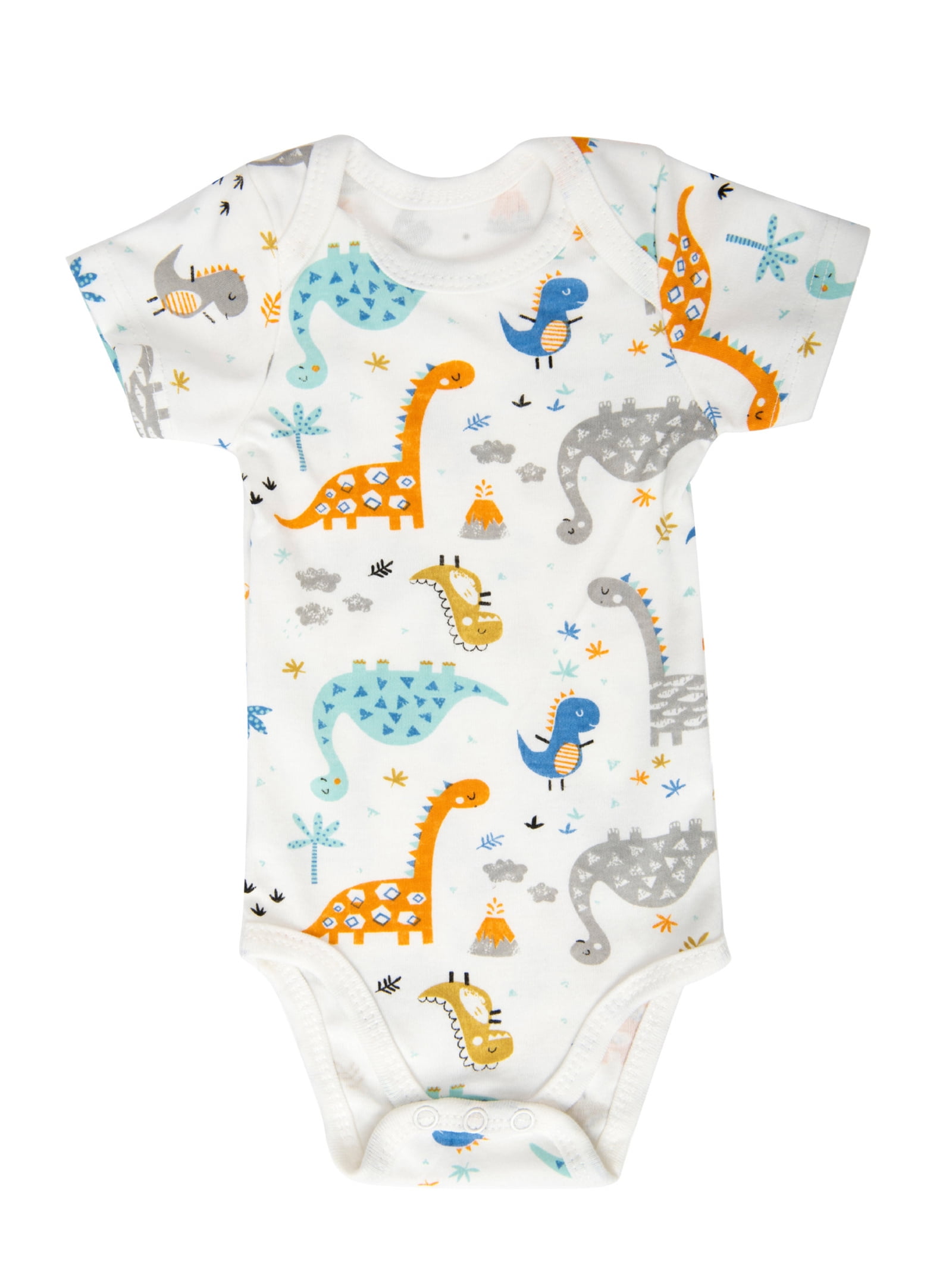 HWJAD Baby Boys 100% Cotton 5-pack Short Sleeve Bodysuits Onesies for Newborn Infant Baby