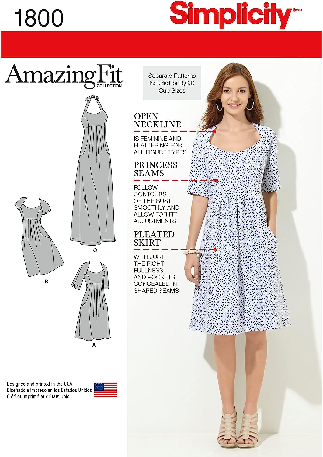 Simplicity SS9643W2 Cartamodello Sartoria Per Abiti Donna Taglie Forti W2 (20W-28W)