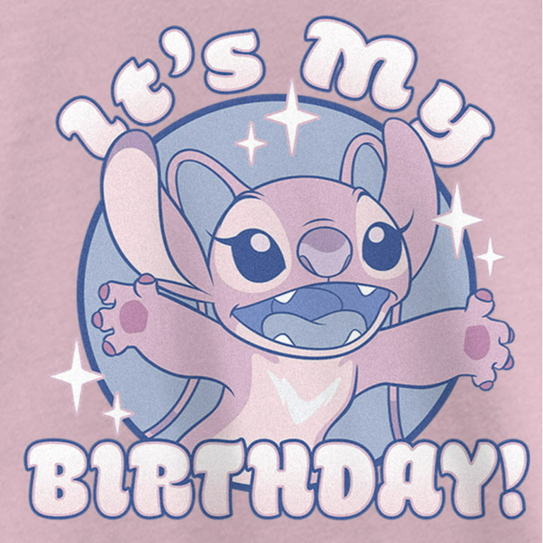 Lilo & Stitch Girl's Angel It's My Birthday T-Shirt Pink