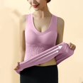 thumbnail image 2 of Fiaer Built in Bra Tank Tops for Women Oversized 2025 Elegant Lace Patchwork Thermal Underwear High Stretch Comfy Layer Cami Purple XL, 2 of 5