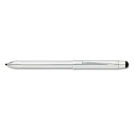 - Cross Tech3+ Retractable Ballpoint Pen, Chrome Barrel, Black/Red Ink, Medium Point