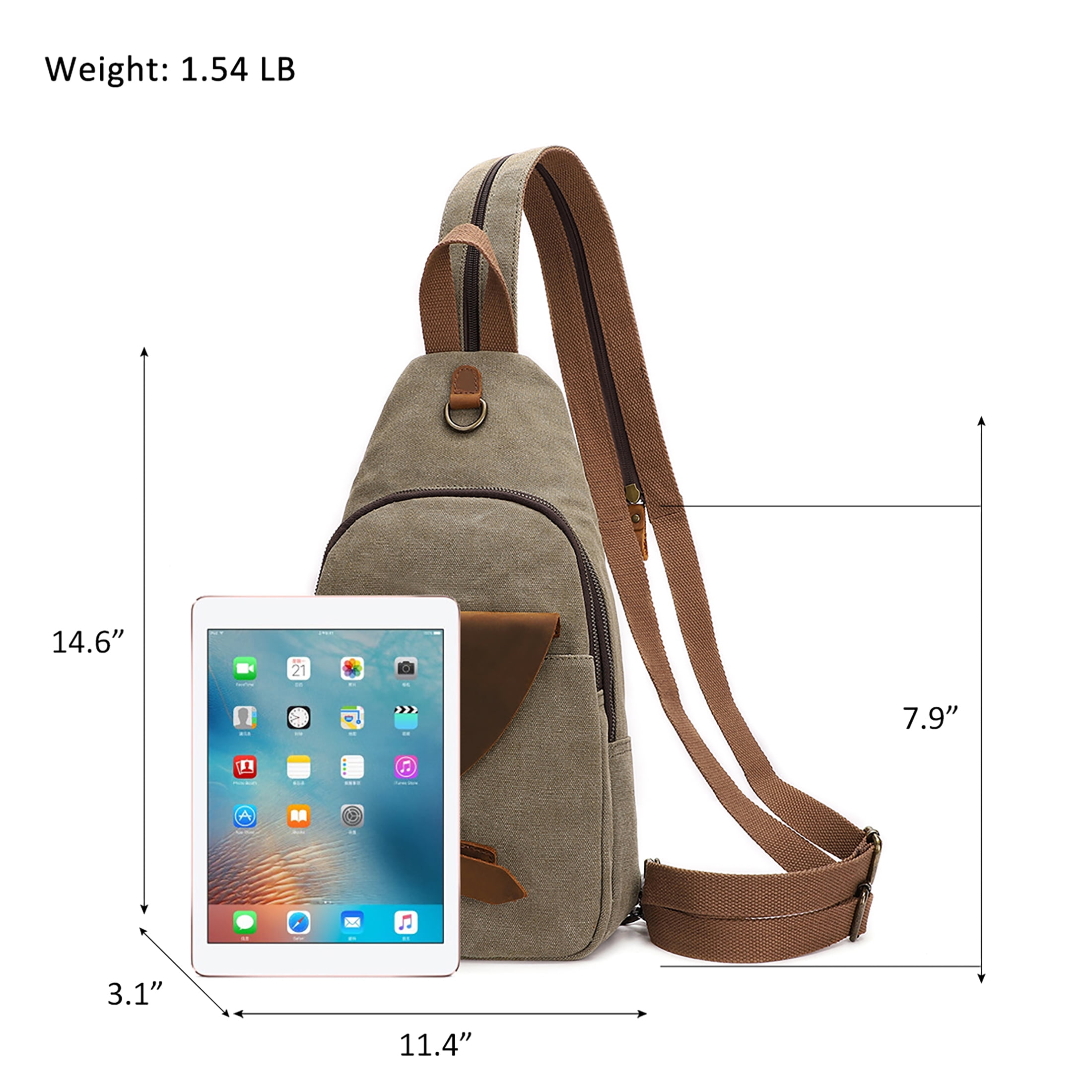 KL928 Outdoor Canvas Sling Bag Crossbody Backpack Casual Rucksack for Men Women Gift
