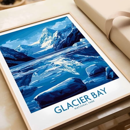 DailyMood Glacier Bay Alaska National Park Vintage Travel Wall Art Poster Print for Living Room Office Home Decor
