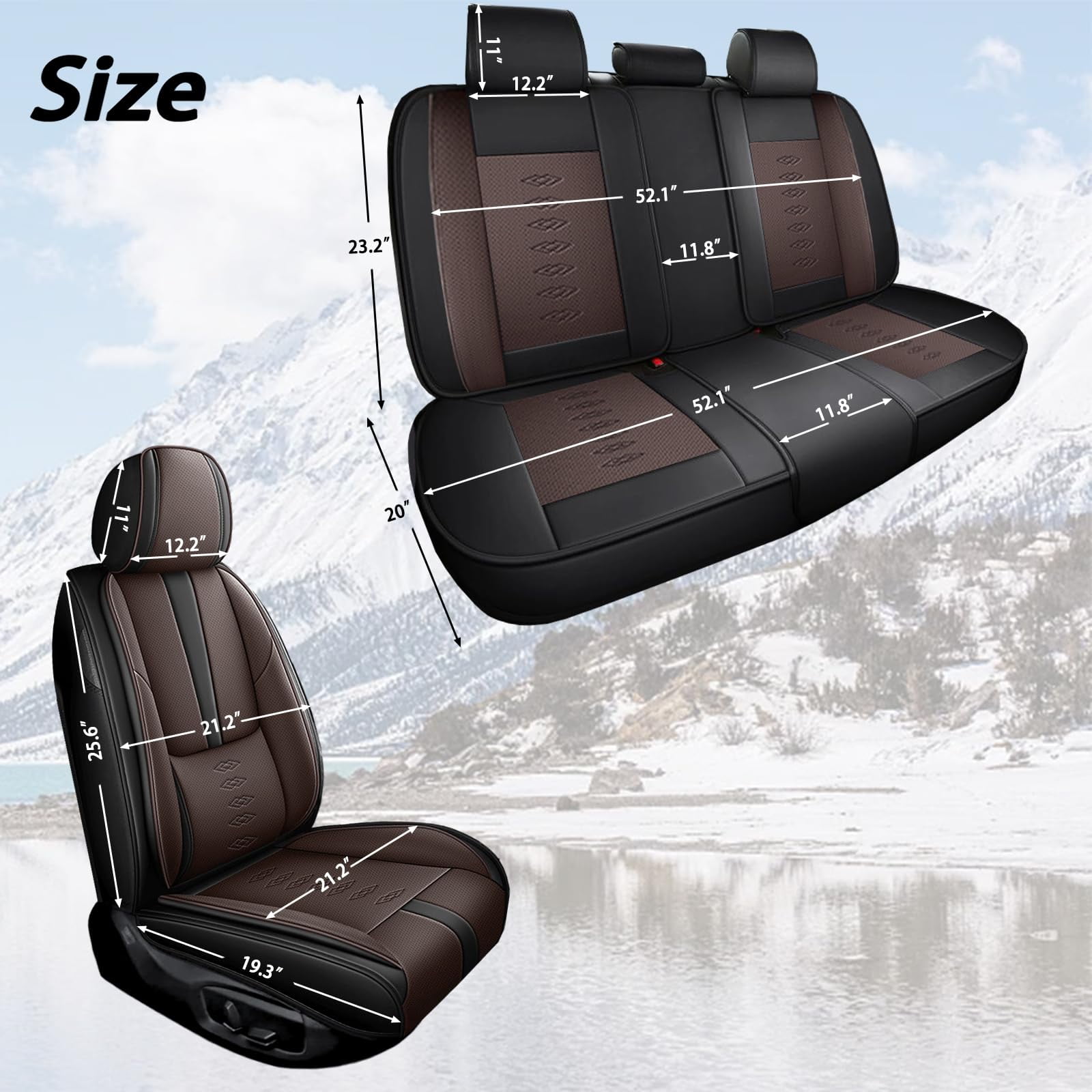 Leather Seat Covers for Honda Most 98% Cars SUVs,Car Seat Covers Full Set,Waterproof Car Seat Protectors with Airbag,Comfort Interior Cover Seats for Cars(Black+Brown,Pillows)