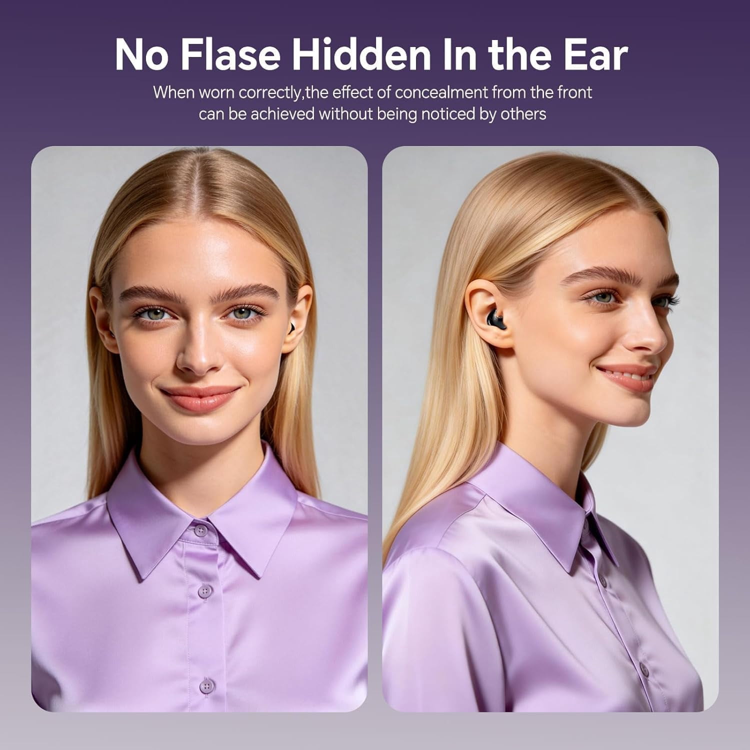 Flat Sleep Mini Invisible Earbuds Wireless Bluetooth, Side Sleepers Flat Sleeping Small Tiny Micro Ear Buds Small Ears Low Profile Smallest Discreet Hidden Earbuds Headphones for Work 2-Pack