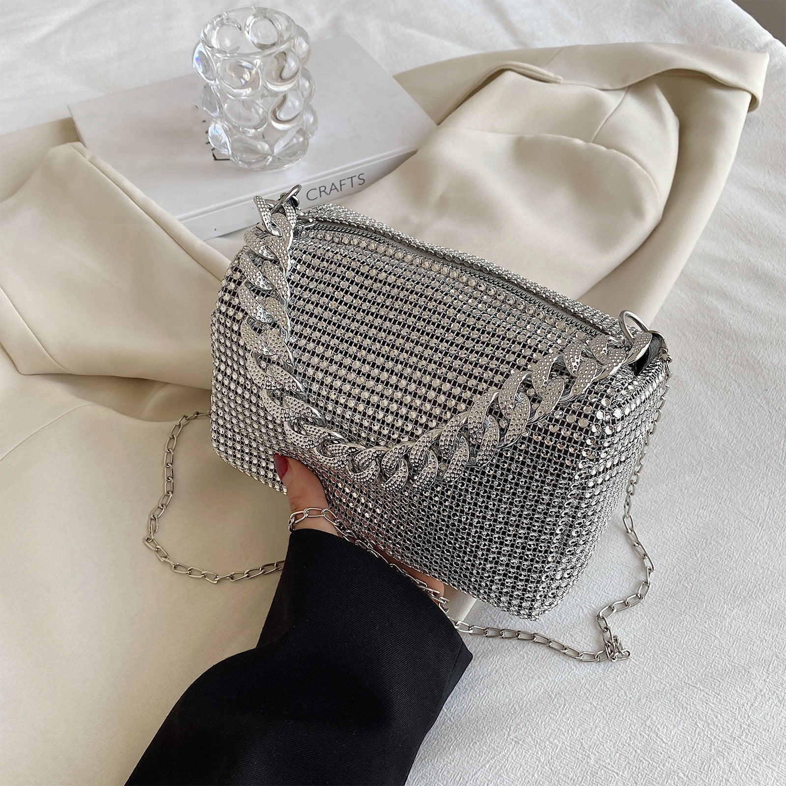 HeroNeo Beautiful Underarm Bag Glitter for Rhinestone Crossbody Bag Shoulder Bag Evening Bag Handbag for Masquerades Party