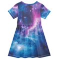 thumbnail image 2 of FORMRS Girls Short Sleeve Dress Summer Casual Round Neck A-line Beach Sundress, Sizes 2T-8T, Galaxy Pattern, 2 of 8
