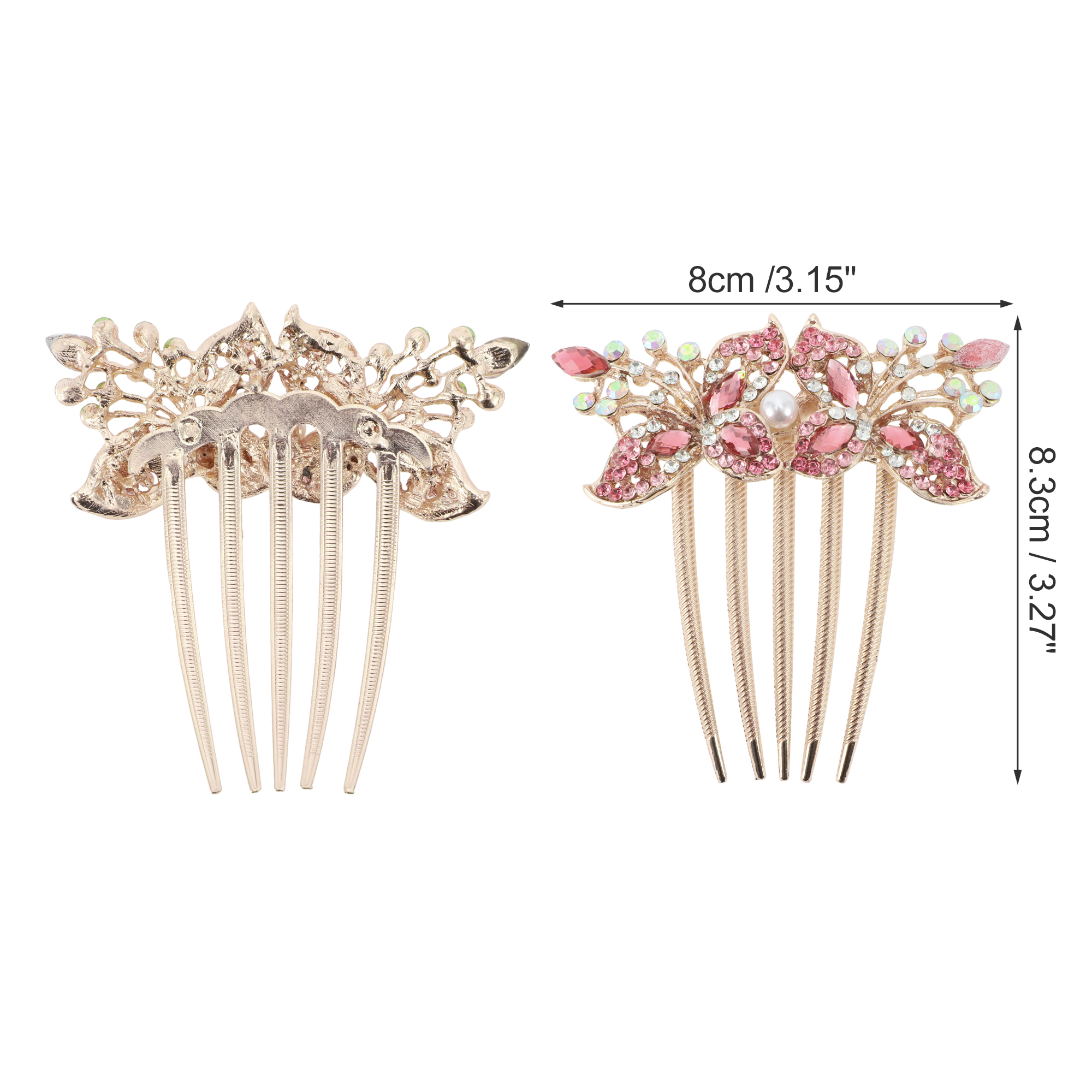 Unique Bargains 1 Pc Women Two Flowers Hair Insert Comb Red