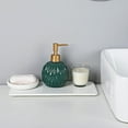 thumbnail image 6 of Ceramics Gold Soap Dispenser for Bathroom, Round Soap Dispenser with Delicate Embossed Rhombus Design (Black), 6 of 14