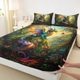 thumbnail image 4 of Feelyou Kawaii Rainbow Dragon Animal Full Size Sheets for Kids Boys Girls, Nature Floral Bed Sheets, Teal Orange, 4 Pieces, 4 of 5