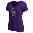 thumbnail image 2 of Women's Purple Colorado Rockies Secondary Color Primary Logo T-Shirt, 2 of 3