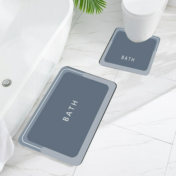 AZXY Bathroom Rug Sets Clearance,Bath Mat Set 2 Piece,Bathroom Rug Set 2 Pc U-Shape,Blue Non Slip Washable Bath Rug Sets Under $25