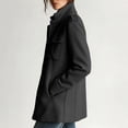 thumbnail image 4 of Jovrlynd Womens Trench Coat Winter Stand Collar Button Down Long Wool Overcoats with Pockets Black 2XL, 4 of 9