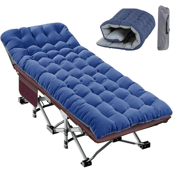Slsy Folding Camping Cots with 2 Sided Mattress, Carry Bag,75"*28" Sturdy Portable Sleeping Cot, Tent Cot, Supports up to 880 lbs