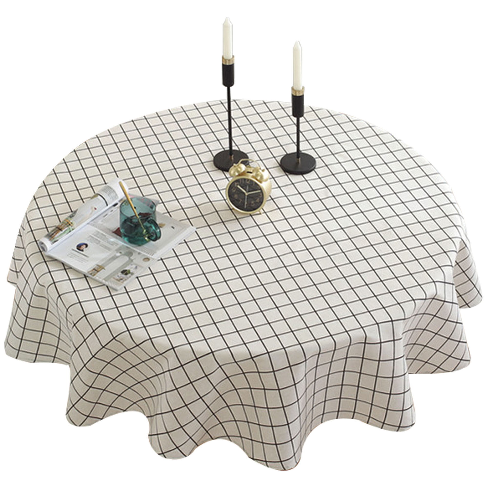 Round Print Cotton Linen Tablecloth,Anti-slip Wrinkle Free Table Cover Room,kitchen,Picnic,Party-I-150cm(60inch) - Walmart.com