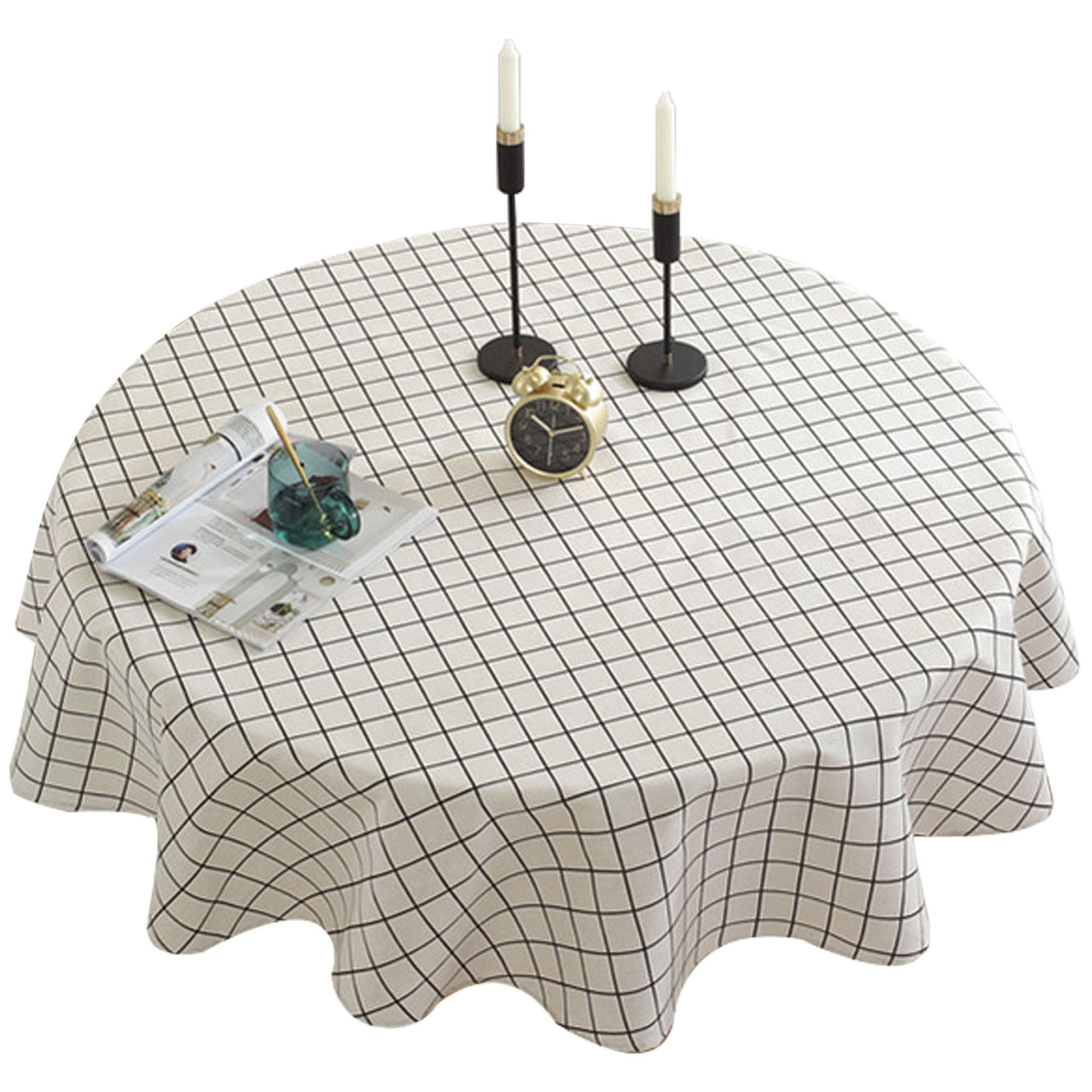 Round Tablecloth,Nordic Print Cotton Linen Tablecloth,Antislip Wrinkle