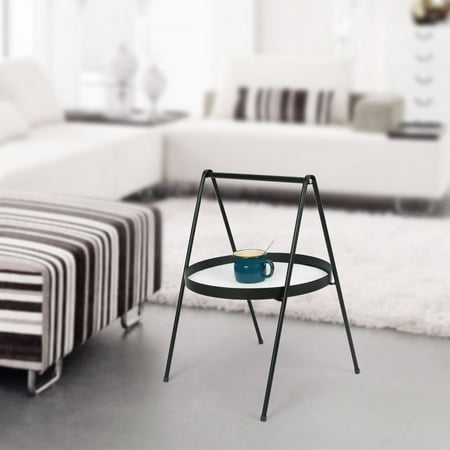 Metal Round Small Side End Table Iron Sofa Corner Snack Tray For Indoor Outdoor Use