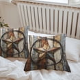 thumbnail image 7 of Waterproof Throw Pillow Covers Set of 2, 24x24 Inch Vintage Farmhouse Decorative Pillowcases Outdoor Pillow Slip Cushion Covers Set for Couch Tent Country Western Texas Star Wood Grain, 7 of 7